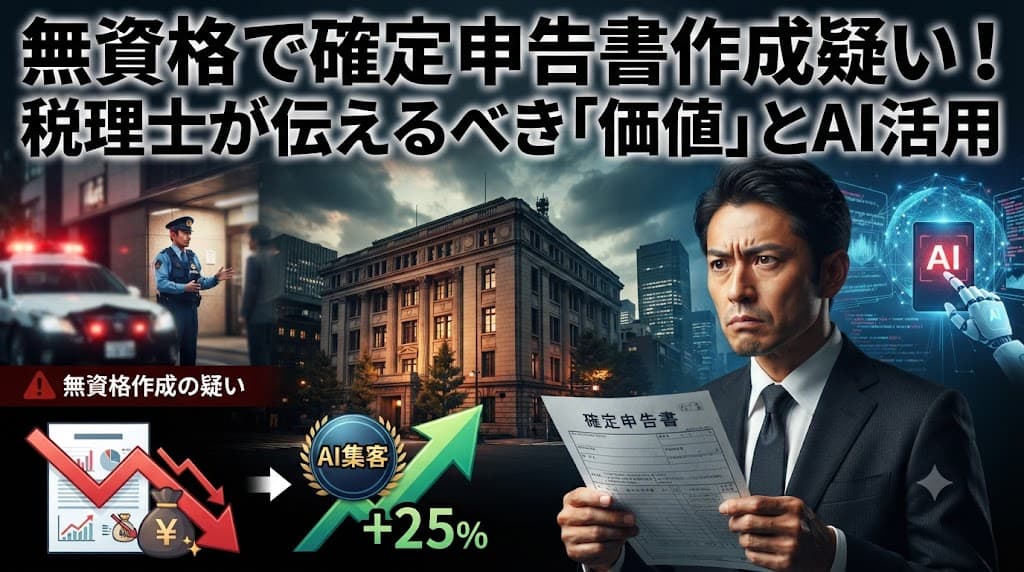 無資格での確定申告書作成疑いで書類送検、税理士が伝え直すべき「頼む理由」とAI集客